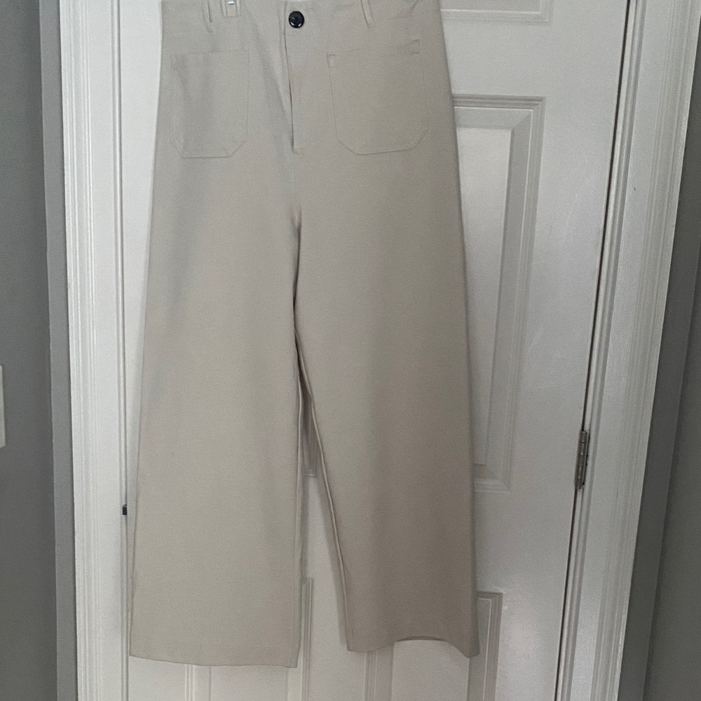 T Tahari Cream Wide-Leg Pants